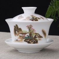 豹霖 山水人家青花瓷敬茶碗  9x9cm 容量200ml 三才碗快客杯