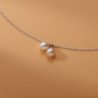 京润珍珠 双缘S925银淡水珍珠吊链珍珠项链女锁骨链正品