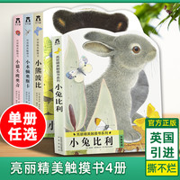 亮丽精美早教触摸书系列4册 婴儿书撕不烂感官刺激触感玩具书 幼儿绘本0-1到2-3周岁启蒙 一岁半三岁宝宝书籍翻翻洞洞书小兔比利 【店长推荐】亮丽精美早教触摸书系列4册