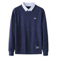 恒源祥 男士衬衫领针织衫 H0032010547 宝蓝 175