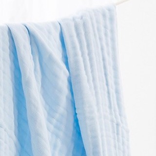 Purcotton 全棉时代 802-004027 婴儿水洗纱布浴巾 2条装  蓝色+粉色 115*115cm