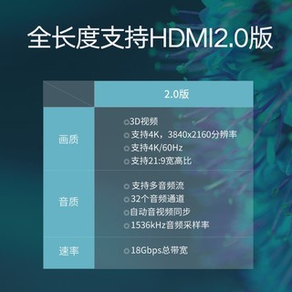 绿联（UGREEN）HDMI线 长线工程级 4K数字高清线3D视频线HDMI2.1 锌合金款 圆线 1米 70322