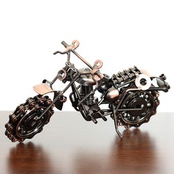 翻趣 复古摩托车模型客大号链条摩托车（1款）古铜色 手工测量 长 宽 高 21*8*10CM