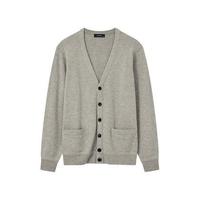 HAZZYS 哈吉斯 男士V领羊毛开衫 ABYZD00CD07 浅灰色 170/92A
