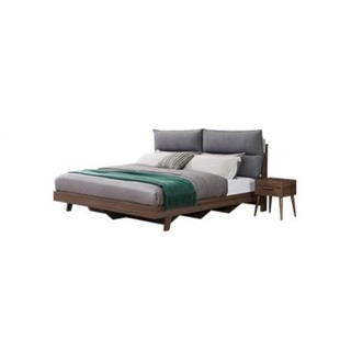 QuanU 全友 126701B+105069 现代简约框架床+床垫+床头柜 1.5m床 带深灰色软包款