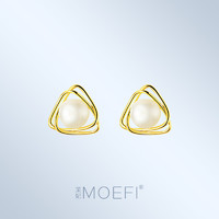 MOEFI 茉妃 925银针气质清新珍珠耳钉女简约时尚几何线条耳环日韩版耳饰