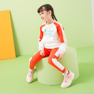 ANTA 安踏 A36117702-1 女童针织运动套装 绵糖白/海螺红 170cm