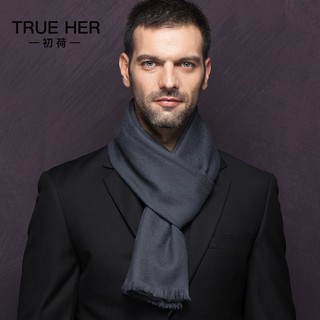 DITTO 迪图（服饰） 初荷 TRUE HER羊绒围巾男秋冬季纯色欧美CEO系列 银灰色