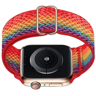 炫匠 Apple Watch7 45mm表盘 尼龙编织表带 彩虹色