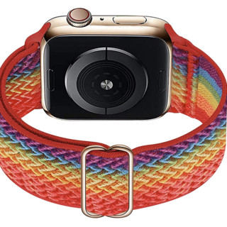 炫匠 Apple Watch7 45mm表盘 尼龙编织表带 彩虹色