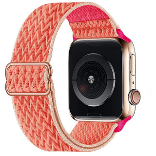 炫匠 Apple Watch7 45mm表盘 尼龙编织表带 珊瑚色