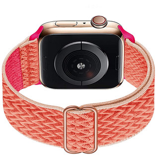炫匠 Apple Watch7 45mm表盘 尼龙编织表带 珊瑚色