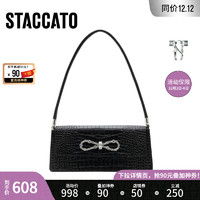 STACCATO 思加图 2021冬季新款时尚蝴蝶结水钻腋下包单肩包手提包X2561DX1 黑色 F