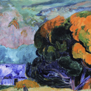雅昌 保罗·高更 Paul Gauguin《山脚》107x77cm 油画布 爵士黑实木框