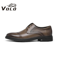 VOLO 犀牛（VOLO）男鞋商务正装皮鞋男士三接头休闲皮鞋尖头鞋子男 棕色 138205072D 41