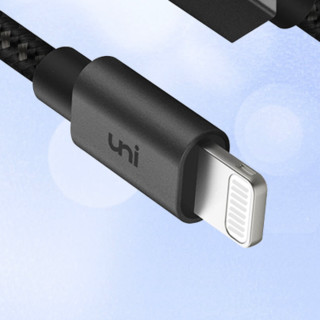 uni 友壹 MFi认证 Lightning 2.4A 数据线 尼龙编织 1.8m 黑色