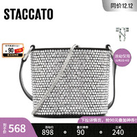STACCATO 思加图 2021冬季新款时尚闪钻水桶包单肩包手提包背提包X2519DX1 银/黑 f