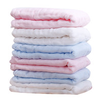 植护 婴儿洗脸小毛巾 宝宝儿童手帕手绢纯棉纱布小方巾 6条装