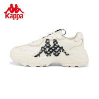 Kappa 卡帕 复古跑鞋男女皮面拼接厚底老爹鞋 KOBW5MM71D 白色字母-012 35