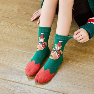 kocotree kk树 KQ22025 儿童袜子 5双装 圣诞小熊 XL