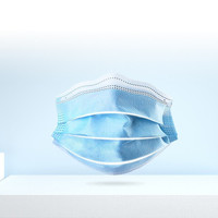 恒助 医用外科口罩独立包装50片一次性三层医用灭菌支原体医疗口罩 成人蓝色100片