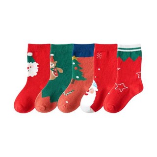 kocotree kk树 KQ22025 儿童袜子 5双装 圣诞小熊 XL
