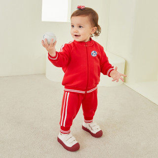 balabala 巴拉巴拉 28044202185-6620 婴儿运动长袖套装 中国红 90cm