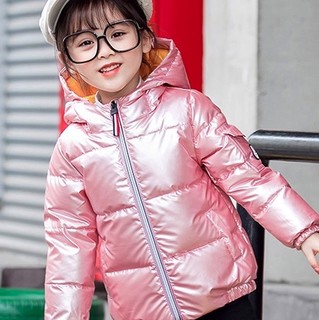 RuiCheng 睿珵 儿童亮皮羽绒服 粉色 130cm