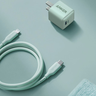 Anker 安克 A2633 手机充电器 Type-C 20W+A8662 MFi认证 Type-C转Lightning 数据线 0.9m 薄荷绿