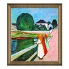 雅昌 爱德华·蒙克《桥上的小女孩》54x61cm 油画布 典雅栗实木框