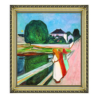 雅昌 爱德华·蒙克《桥上的小女孩》54x61cm 油画布 宫廷金实木框