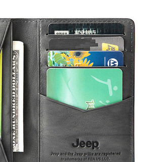 Jeep 吉普 男士卡包超薄真皮多功能银行卡卡夹青年潮流小巧精致零钱包 生日礼物实用送男友送爸爸