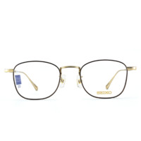 SEIKO 精工&MingYue 明月 H03097 黑金色钛金属眼镜框+1.60折射率 防蓝光镜片