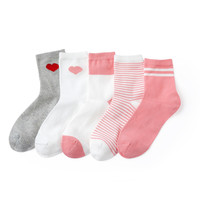 Balabala 巴拉巴拉 208921172011-00461 女童中筒袜 5双装 红白色调 100cm