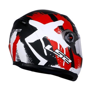 LS2 FF358 摩托车头盔 全盔 哑黑红破坏 L码