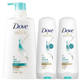 Dove 多芬 滋养水润洗护套装 (洗发乳700ml+润发精华素195ml*2)