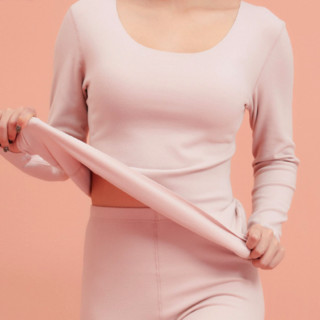 Madallo 莫代尔 女士保暖上衣 WPM4-WQ2116-3 双面磨绒款 粉色 XL