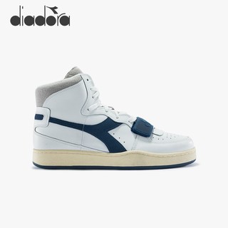 diadora/迪亚多纳男鞋 板鞋高帮经典复古做旧女款休闲鞋透气运动鞋MI BASKET 白/蓝C8967 42.5