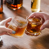 竹木本记 威士忌杯玻璃酒杯创意旋转不倒翁洋酒啤酒杯解压杯1个装