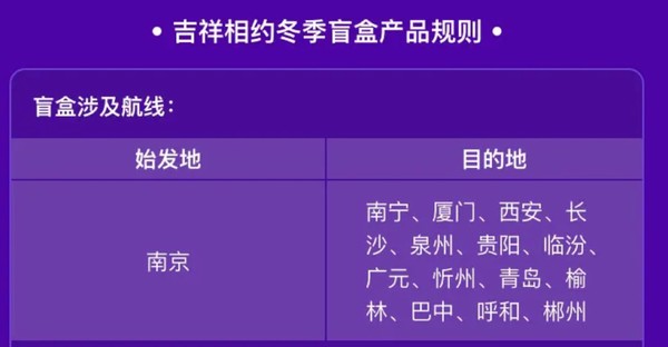 吉祥航空相约冬季 南京始发2-14天往返机票盲盒