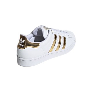 adidas ORIGINALS Superstarmetal Toe 女子休闲运动鞋 FV3330 白色/金色 37