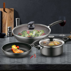 supor苏泊尔不粘三件套磁炉通用炒锅煎锅汤锅不粘锅锅具套装