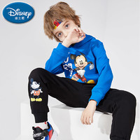 Disney 迪士尼 儿童021新款男衣服加绒卫衣纯棉男童上衣新