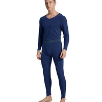 JORDIAAI 乔点 男士秋衣秋裤套装 深蓝色 XXXL