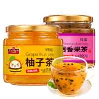 Zhongde 众德食品 花果茶组合装 2口味 500g*2瓶（蜂蜜柚子茶500g+蜂蜜百香果茶500g）