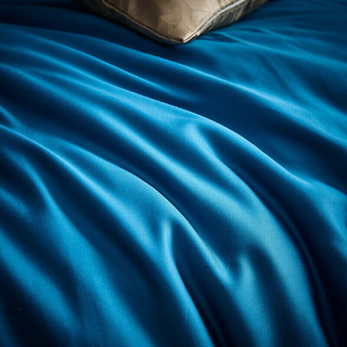 LOVO 乐蜗家纺 欧蓓拉 天丝四件套 蓝色 1.8m床 床单款