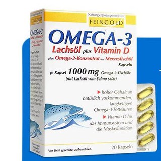 FEINGOLD Omega-3鲑鱼油加维生素D软胶囊 20粒