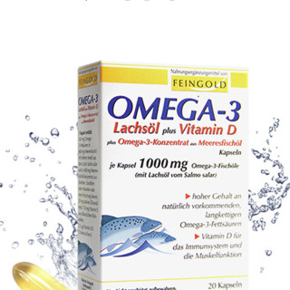 FEINGOLD Omega-3鲑鱼油加维生素D软胶囊 20粒