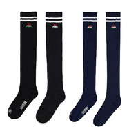 Kappa 卡帕 女士棉质高筒袜套装 KP1W04 螺纹款 2双装(黑色+藏青)