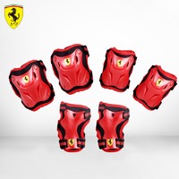 Ferrari 法拉利 儿童轮滑护具6件套溜冰鞋滑板车初学者安全运动防护装备 红色 M码